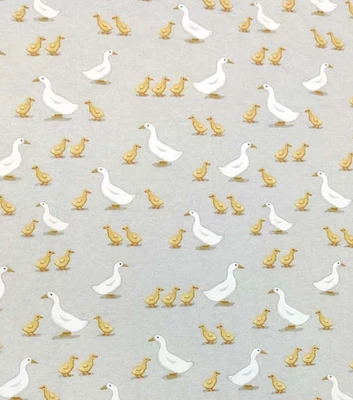 Goslings on Gray Nursery Flannel Fabric