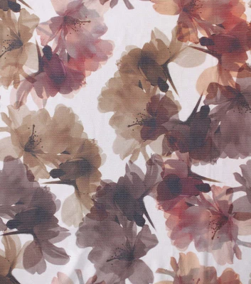 Muted Floral on White Mesh Fabric