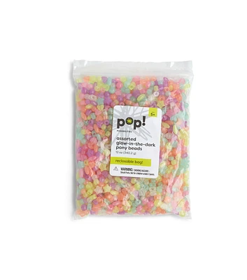 12oz Glow in the Dark Assorted Pony Beads by POP!