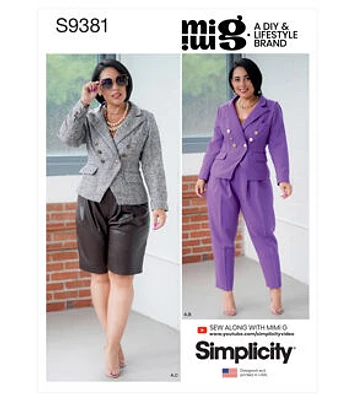 Simplicity S9381 Size 20W to 28W Misses Sportswear Sewing Pattern