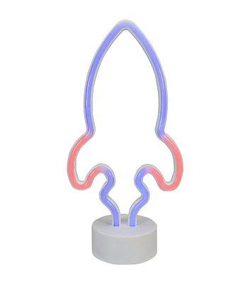 Northlight 9" Blue and Red LED Neon Style Rocket Ship Table Light