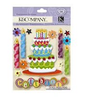 K&Company 14 pk Dimensional Stickers Birthday Cake & Candles