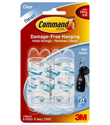 Command 0.5lb Clear Small Hooks & Strips 14ct