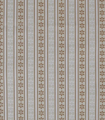 Brown Snowflake Stripes on Gray Christmas Cotton Fabric