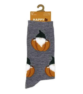 1 Pair Fall Pumpkin Gnome Crew Socks by Happy