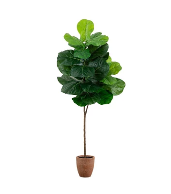 Nearly Natural 6' Real Touch Fiddle Leaf Fig Artifical Tree With Pot