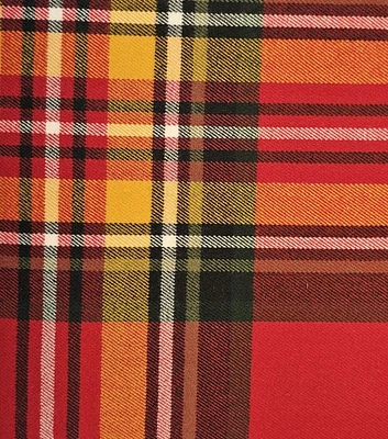 Orange & Red Tartan Plaid Sportswear Fabric