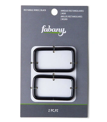 1.5" Black Rectangle Rings 2pk by Fabany