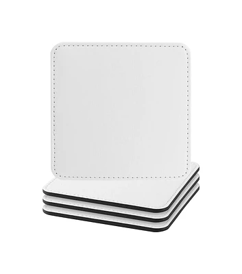 Craft Express 4" PU Leather Square Mug Coaster 4pk