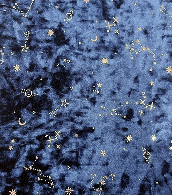 Blue Celestial Star On Velvet Fabric by The Witching Hour