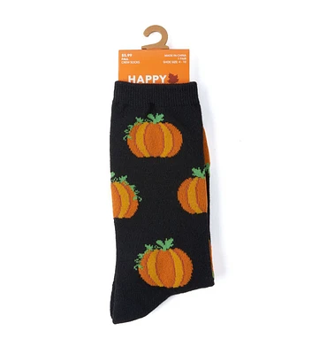 1 Pair Fall Pumpkin Crew Socks by Happy