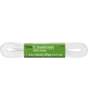 Dritz 1/2" White Braided Elastic, 4-1/2 yd