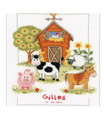 Vervaco 9" x 11.5" At the Farm Record Counted Cross Stitch Kit