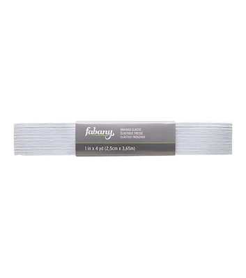 1" x 4yd White Braided Elastic by Fabany