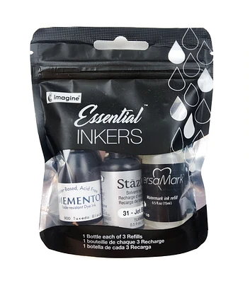 Essentials Inkers 3 Pkg Black 1 Each Of Memento, StazOn & VersaMark