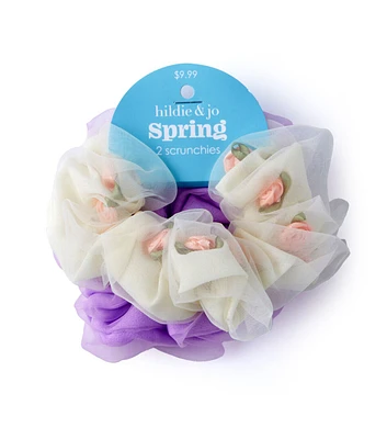 2ct Spring Organza Flower Hair Scrunchies by hildie & jo