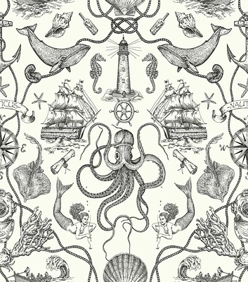 Deep Sea Toile Peel & Stick Wallpaper