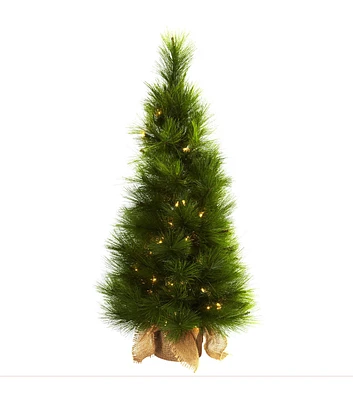 Nearly Natural 3' Clear Pre Lit Christmas Tree With Burlap Base