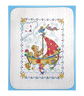 Tobin 34" x 43" Sail Away Baby Quilt Stamped Cross Stitch Kit