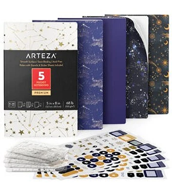 Arteza 5x8 Pocket Notebooks Constellations 5pk