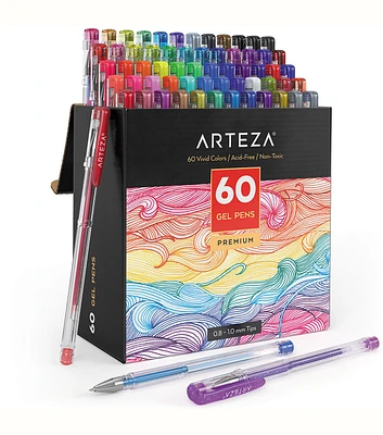 Arteza Gel Ink Colored Pens Set Assorted Colors 60pk