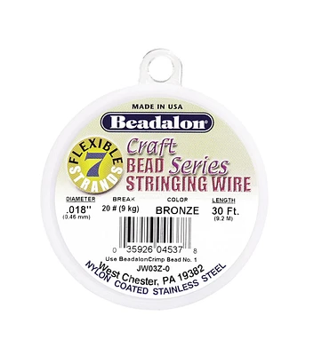 Beadalon 7 Strand Nylon Coated Stainless Steel Beading Wire, Bronze, 30 ft.