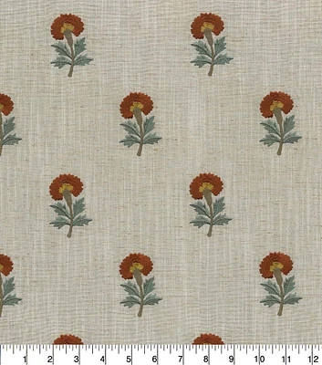 PKL Studio Thistle Embroidery Persimmon Multipurpose Fabric