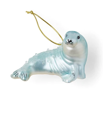 4" Christmas Sea Lion Glass Ornament by Place & Time