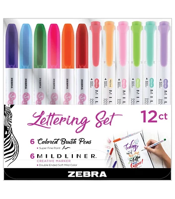 Zebra's Lettering Set Colored Brush Pens and Mildliner