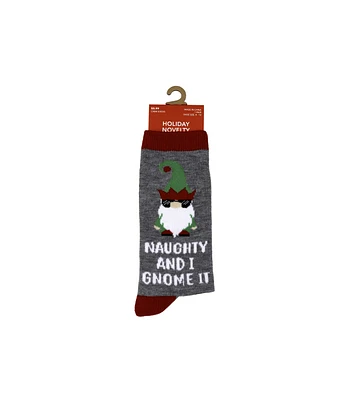 1 Pair Christmas Naughty Gnome Crew Sock by Happy