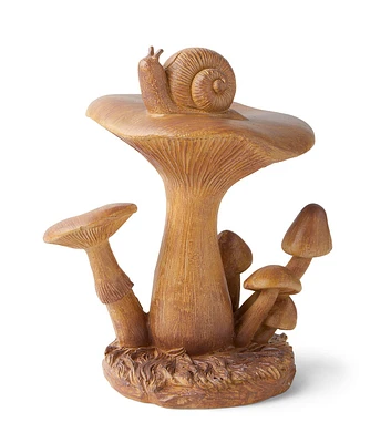 8" Brown Resin Mushroom & Snail by Place & Time