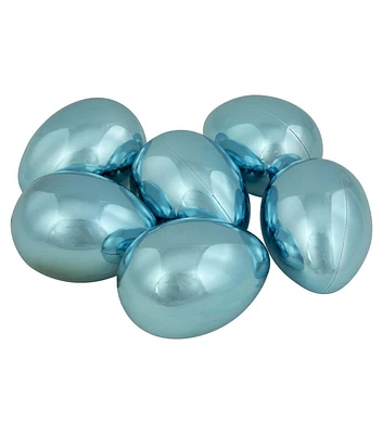 Northlight 3.5" Metallic Blue Easter Egg Decorations 6ct