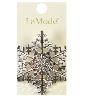 La Mode 2" Rhinestone Snowflake Shank Button