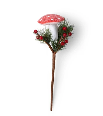 10" Christmas Red Mushroom With Berries Pick STK6 by Bloom Room