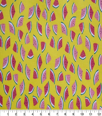 Watermelon on Yellow Quilt Cotton Fabric by Quilter's Showcase