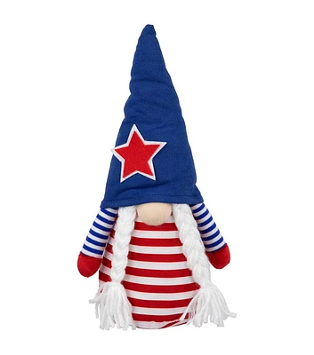 Northlight 10.5" Patriotic Blue & Red Girl Gnome With Braids