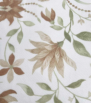 Sage Floral Print on Cream Organza Fabric by Casa Collection