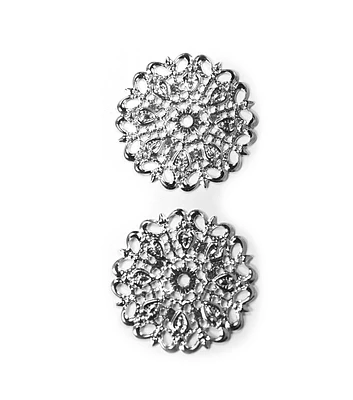 30pk Silver Round Metal Filigree Connectors by hildie & jo