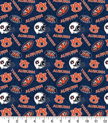 Auburn University Tigers Cotton Fabric Tone on Tone