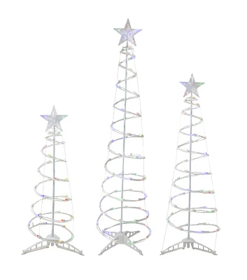 Northlight 3ct LED Multi-Color Outdoor Spiral Cone Trees 3'  4' and 6'