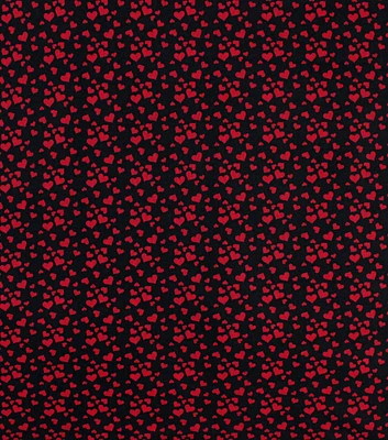 Tossed Red Hearts Black Valentine's Day Cotton Fabric