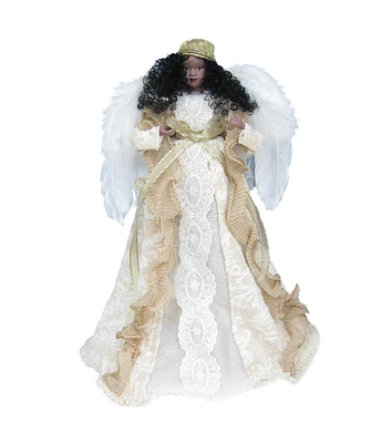 Santa's Workshop 14" African American Cream & Gold Angel Tree Topper