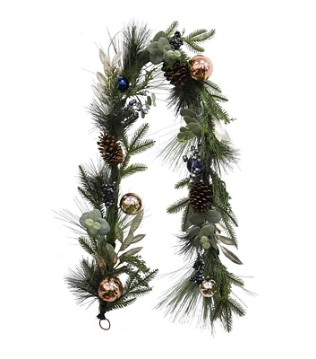 72" Christmas Eucalyptus & Pine Leaf With Bauble Garland by Bloom Room