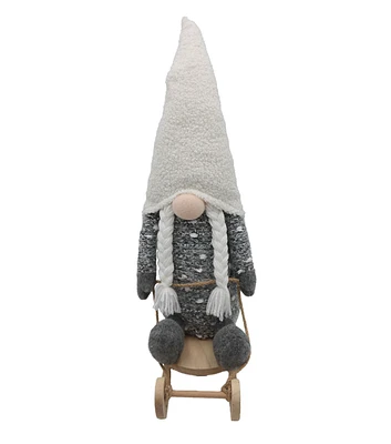 18" Christmas Tan Sledding Gnome With Braids by Place & Time