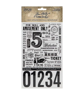 Tim Holtz 2 Sheet Numbers & Labels Remnant Rubs