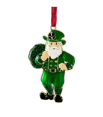 Northlight 3.5" St. Patrick's Day Green Brass Plated Santa Ornament