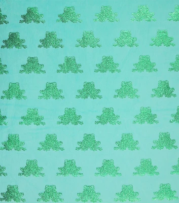 Metallic Green Frogs Pure Plush Fleece Fabric