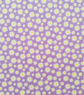 Purple Daisies Jersey Knit Fabric by POP!