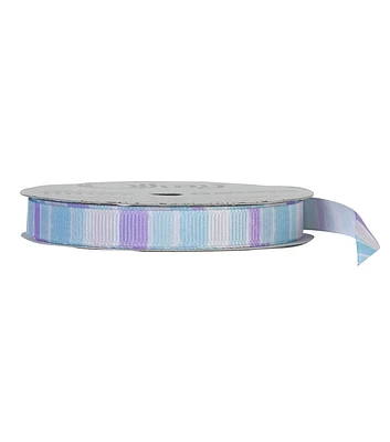 Offray 3/8"x9' Pastel Candy Stripes Grosgrain Ribbon Multi