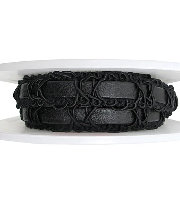 Black Faux Leather Braid Trim